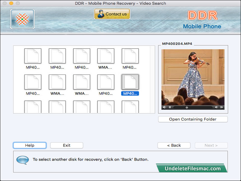 Screenshot of Undelete Mobile Phone Files