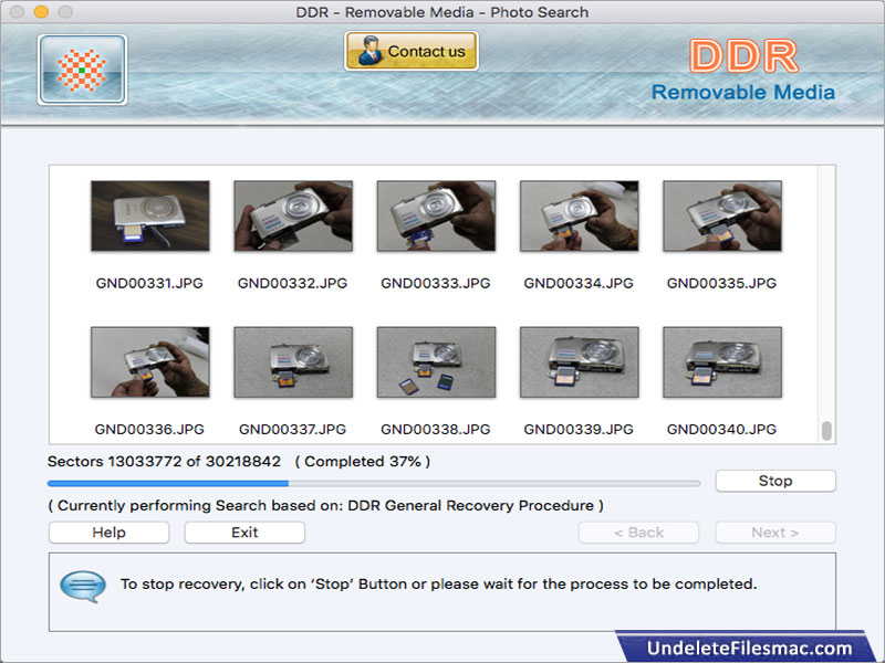 Screenshot of Mac Removable Media File Recovery