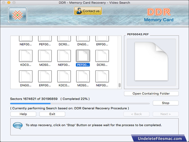 Screenshot of Memory Card Files Undelete Software